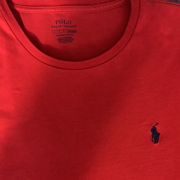 👕🟥 Men’s POLO Crewneck T-shirt - Short Sleeve - Size L - Custom Slim Fit - Picture 2 of 6